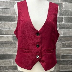 Elegant Red Wine Paisley Vest